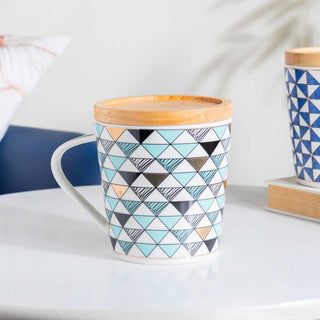 Mosaic Multicoloured Mug With Wooden Lid 500 ml