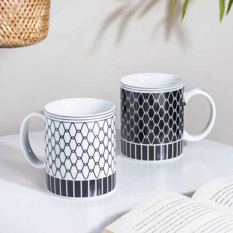 Trellis Gloss Ceramic Mug White 300 ml- Mug for coffee, tea mug, cappuccino mug | Cups and Mugs for Coffee Table & Home Decor