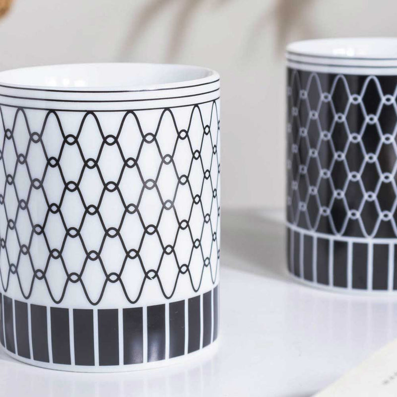 Trellis Gloss Ceramic Mug White 300 ml- Mug for coffee, tea mug, cappuccino mug | Cups and Mugs for Coffee Table & Home Decor
