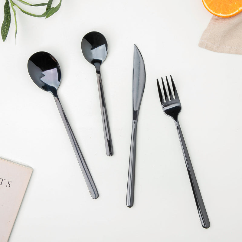 Vintage Stainless Steel Cutlery Set Of 4 Black
