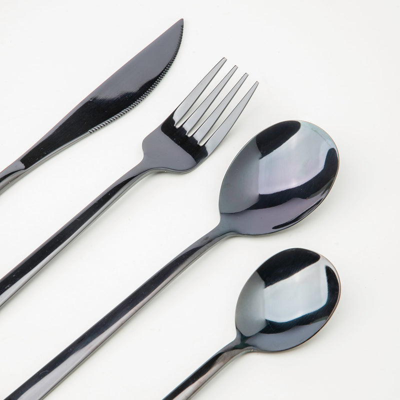 Vintage Stainless Steel Cutlery Set Of 4 Black