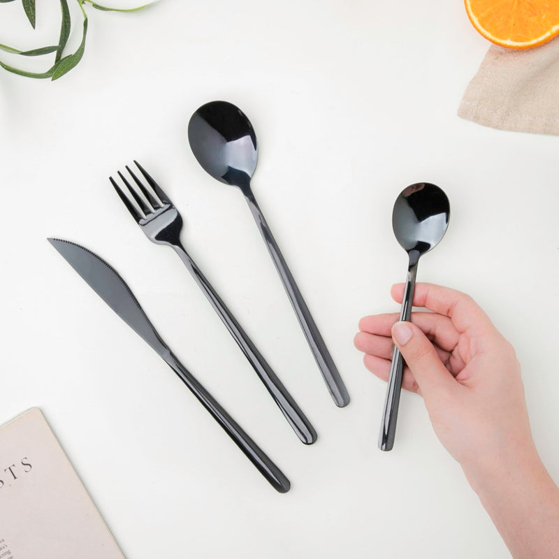 Vintage Stainless Steel Cutlery Set Of 4 Black