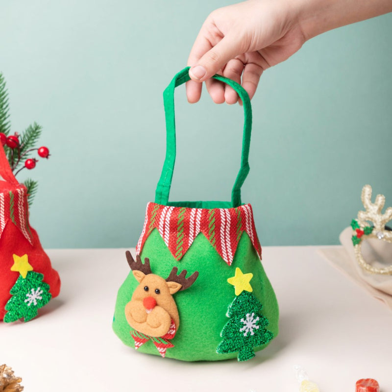 Christmas Reindeer Quirky Gift Bag Green