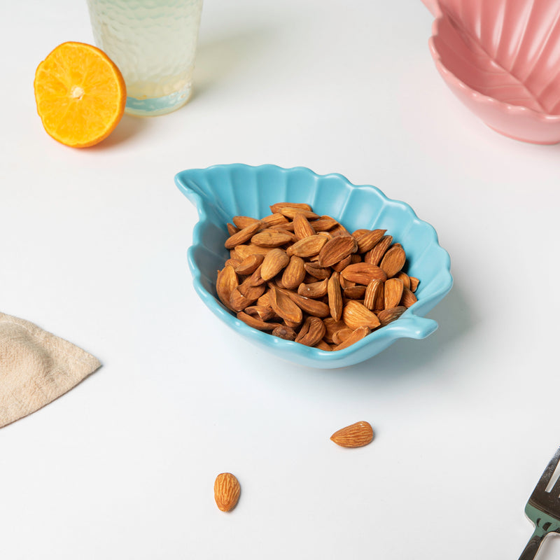 Blue Scotch Pine Leaf Snack Bowl 6 Inch 200 ml - Bowl, soup bowl, ceramic bowl, snack bowls, curry bowl, popcorn bowls | Bowls for dining table & home decor