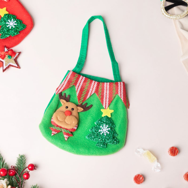Christmas Reindeer Quirky Gift Bag Green