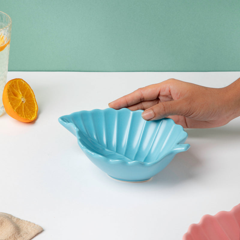 Blue Scotch Pine Leaf Snack Bowl 6 Inch 200 ml - Bowl, soup bowl, ceramic bowl, snack bowls, curry bowl, popcorn bowls | Bowls for dining table & home decor