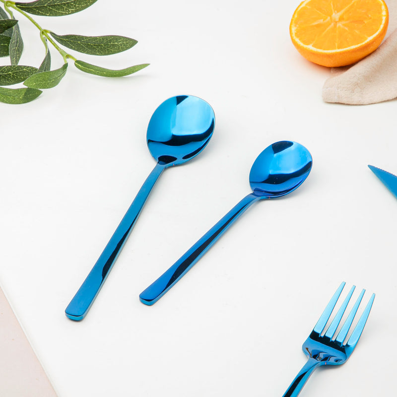 Vintage Stainless Steel Cutlery Set Of 4 Blue