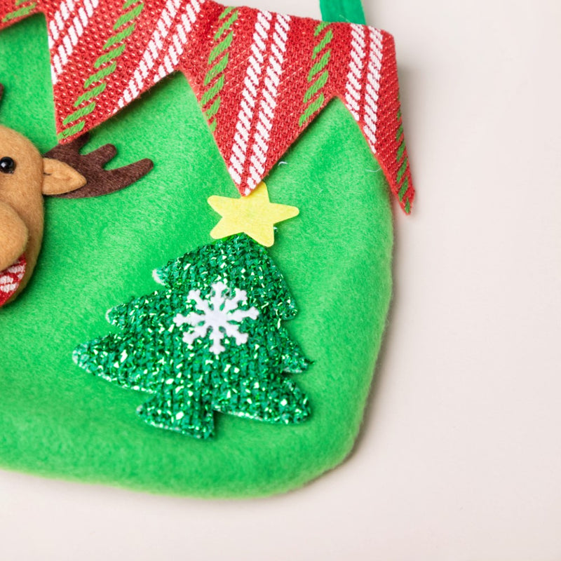 Christmas Reindeer Quirky Gift Bag Green