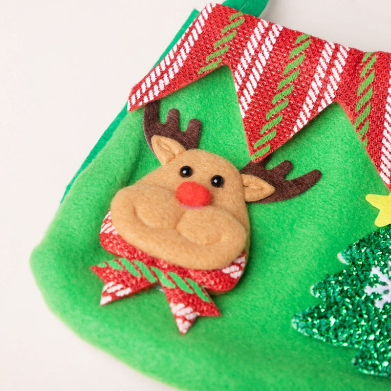 Christmas Reindeer Quirky Gift Bag Green
