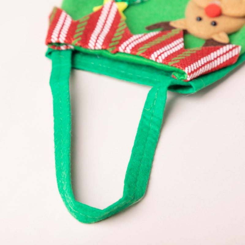 Christmas Reindeer Quirky Gift Bag Green 6 Inch