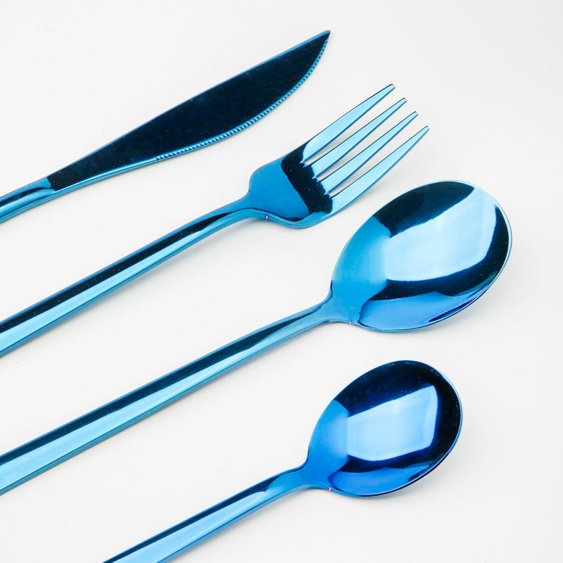 Vintage Stainless Steel Cutlery Set Of 4 Blue