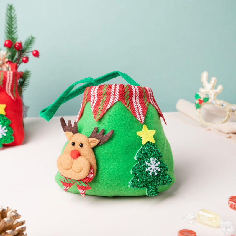 Christmas Reindeer Quirky Gift Bag Green