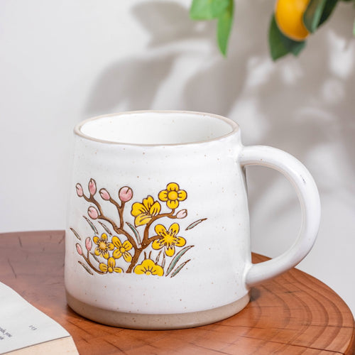 Floral Tulip Ceramic Mug 350 ml- Mug for coffee, tea mug, cappuccino mug | Cups and Mugs for Coffee Table & Home Decor
