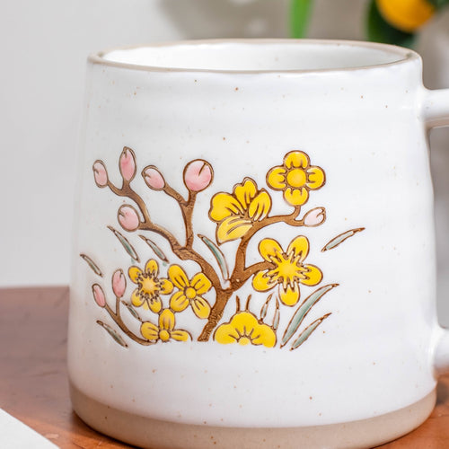 Floral Tulip Ceramic Mug 350 ml- Mug for coffee, tea mug, cappuccino mug | Cups and Mugs for Coffee Table & Home Decor