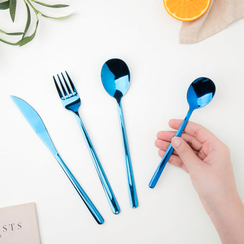 Vintage Stainless Steel Cutlery Set Of 4 Blue