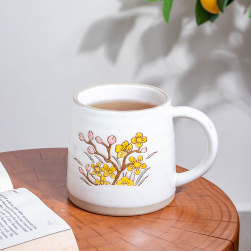Floral Tulip Ceramic Mug 350 ml- Mug for coffee, tea mug, cappuccino mug | Cups and Mugs for Coffee Table & Home Decor