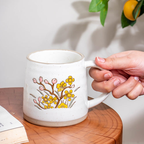 Floral Tulip Ceramic Mug 350 ml- Mug for coffee, tea mug, cappuccino mug | Cups and Mugs for Coffee Table & Home Decor