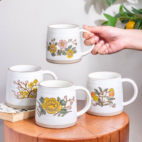 Floral Tulip Ceramic Mug 350 ml- Mug for coffee, tea mug, cappuccino mug | Cups and Mugs for Coffee Table & Home Decor