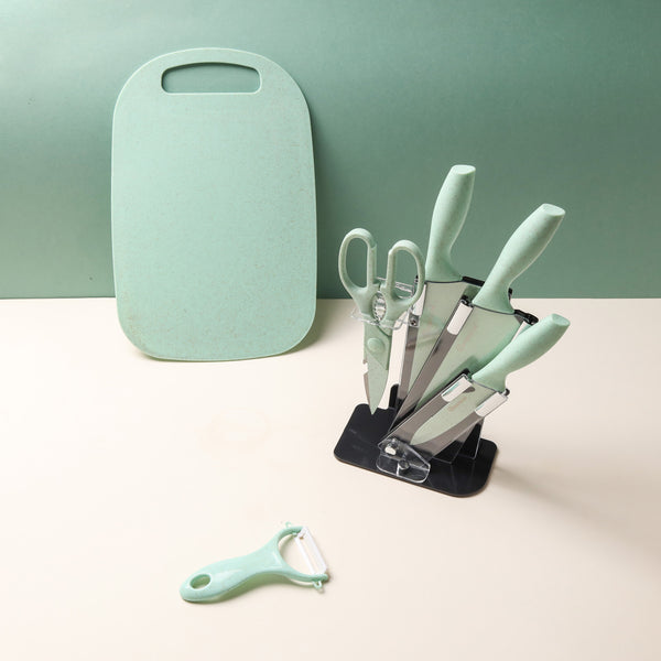 Knife Block Set - Green - Kitchen Tool