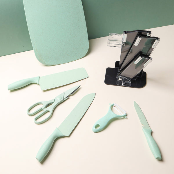 Knife Block Set - Green - Kitchen Tool
