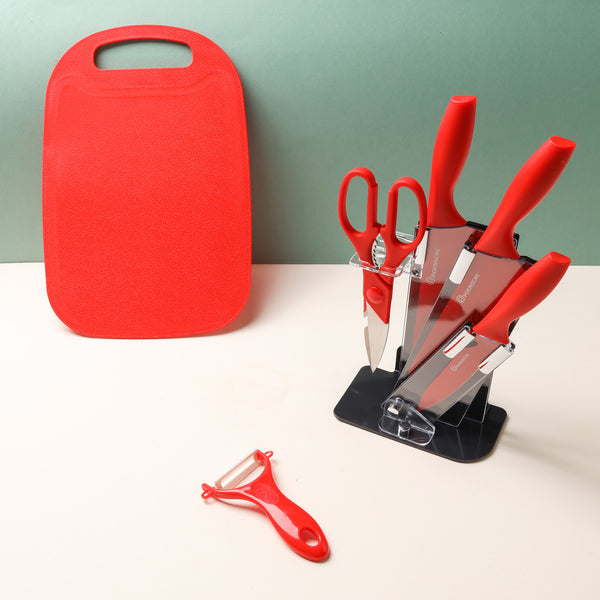 Knife Block Set - Red - Kitchen Tool