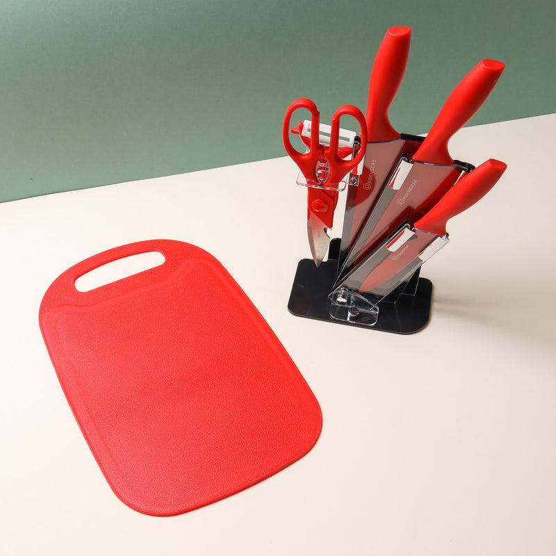Knife Block Set - Red - Kitchen Tool