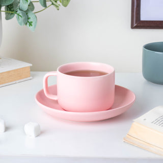 Riona Ceramic Cup And Saucer Set Pink