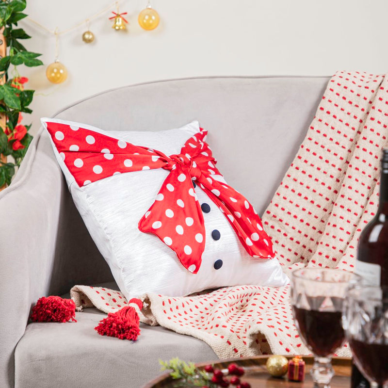 Christmas Snowman Velvet Cushion Cover 16 Inch X 16 Inch