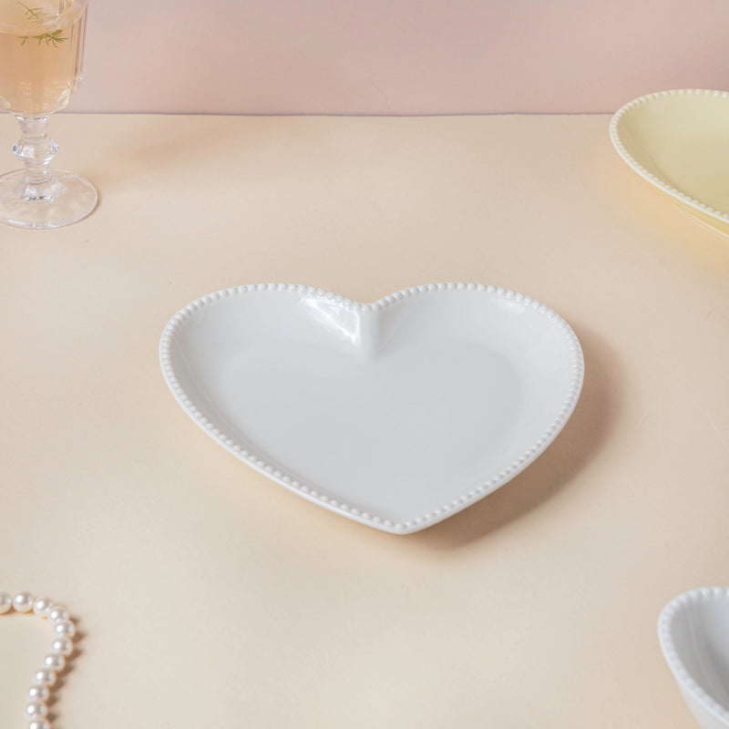 Snow White Heart Snack Plate - Serving plate, snack plate, dessert plate | Plates for dining & home decor