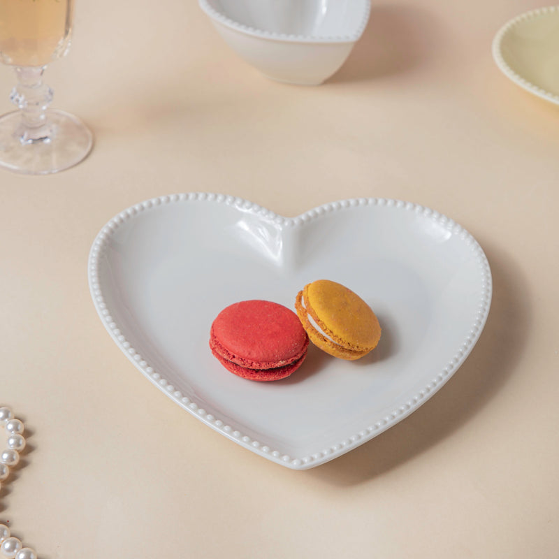 Snow White Heart Snack Plate - Serving plate, snack plate, dessert plate | Plates for dining & home decor