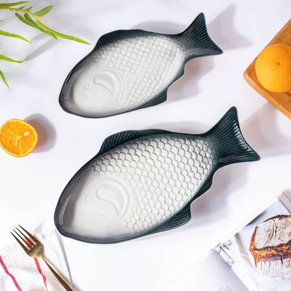 Ombre Fish Ceramic Platter Large