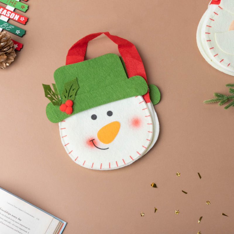 Green Hat Snowman Christmas Quirky Tote Bag