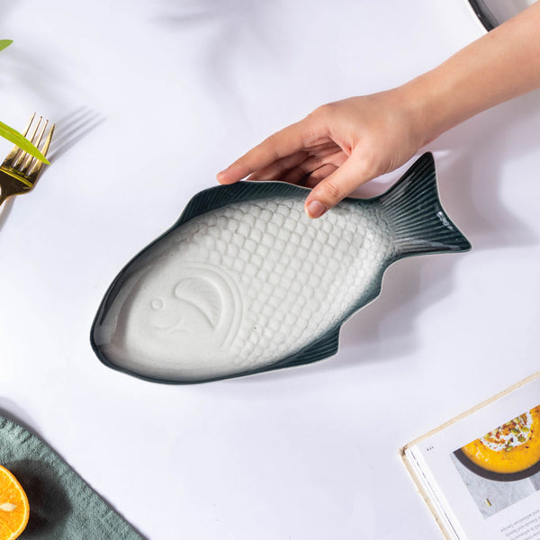 Ombre Fish Ceramic Platter Small - Ceramic platter, serving platter, fruit platter | Plates for dining table & home decor