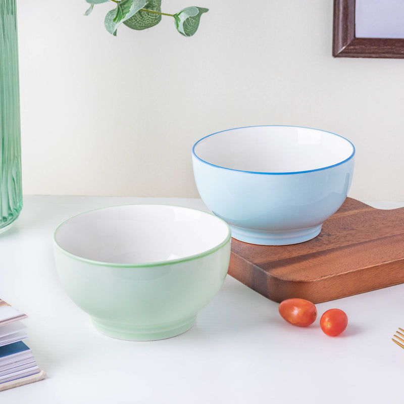 Riona Ceramic Side Bowl Mint Green 300 ml - Bowl,ceramic bowl, snack bowls, curry bowl, popcorn bowls | Bowls for dining table & home decor