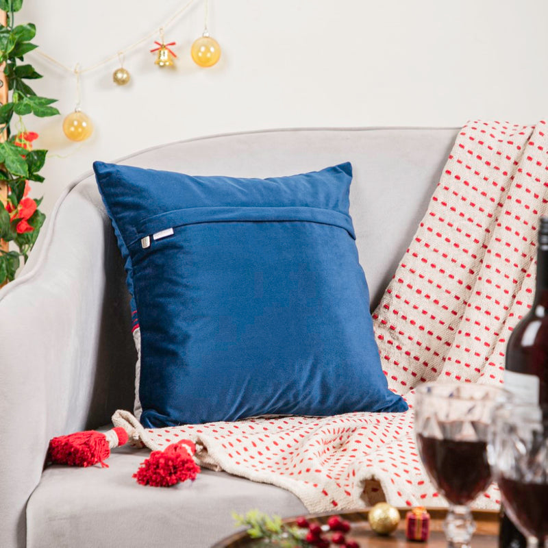 Holiday Snowman Velvet Cushion Cover 16 Inch X 16 Inch