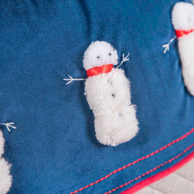 Holiday Snowman Velvet Cushion Cover 16 Inch X 16 Inch