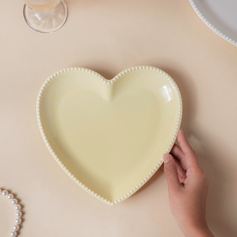 Heart Snack Plate Pastel Yellow - Serving plate, snack plate, dessert plate | Plates for dining & home decor