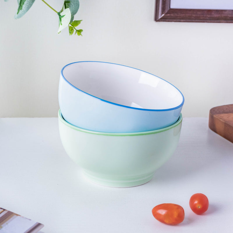 Riona Ceramic Side Bowl Mint Green 300 ml - Bowl,ceramic bowl, snack bowls, curry bowl, popcorn bowls | Bowls for dining table & home decor