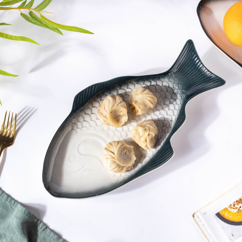 Ombre Fish Ceramic Platter Large - Ceramic platter, serving platter, fruit platter | Plates for dining table & home decor