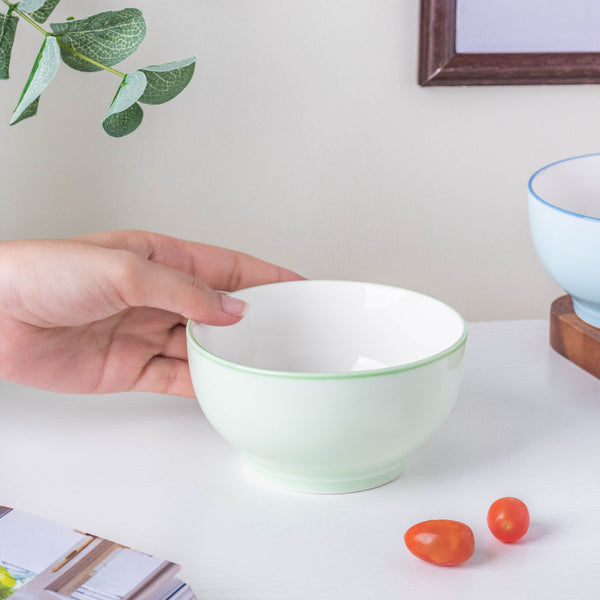 Riona Ceramic Side Bowl Mint Green 300 ml - Bowl,ceramic bowl, snack bowls, curry bowl, popcorn bowls | Bowls for dining table & home decor