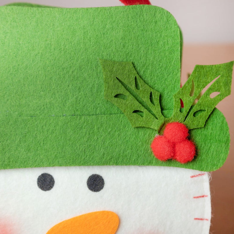 Green Hat Snowman Christmas Quirky Tote Bag