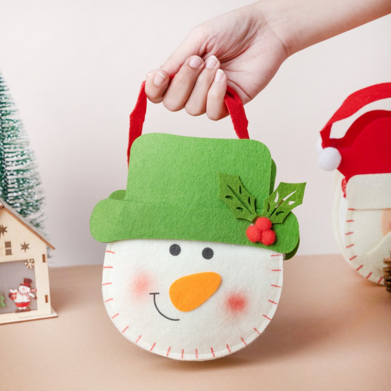 Green Hat Snowman Christmas Quirky Tote Bag