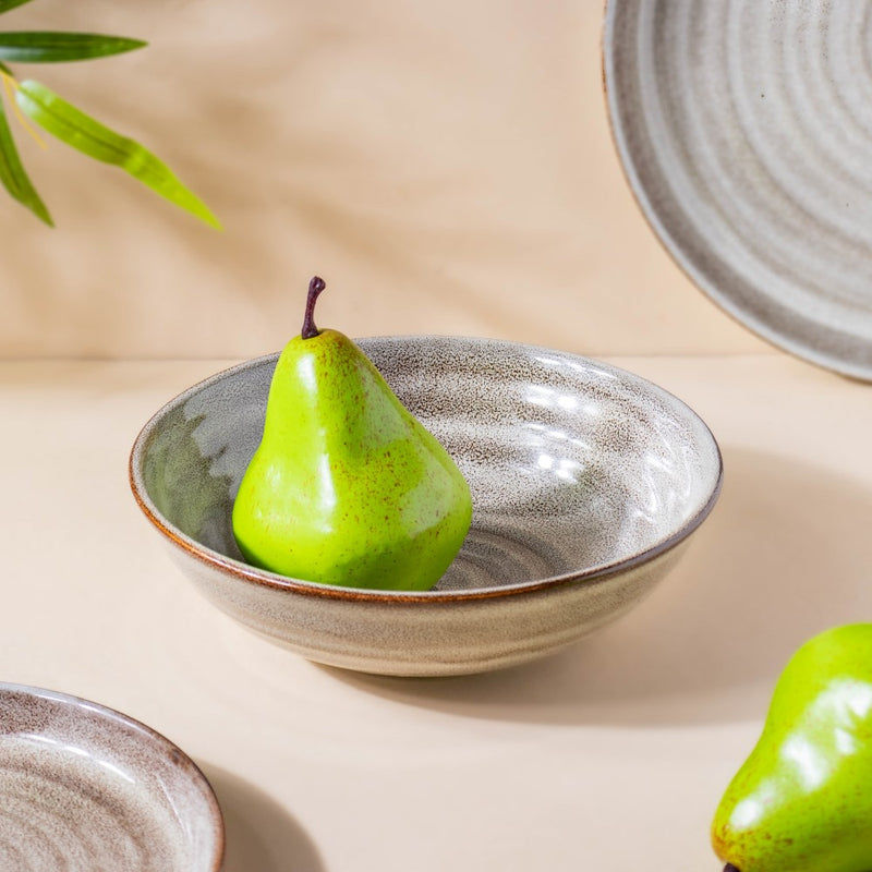 Spiral Handcrafted Serving Bowl Grey 500 ml - Bowl, ceramic bowl, serving bowls, noodle bowl, salad bowls, bowl for snacks, large serving bowl | Bowls for dining table & home decor