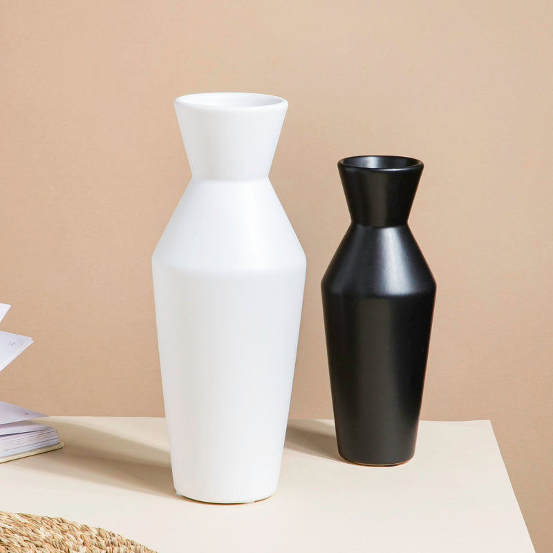 Minimalist Ceramic Vase Black - Flower vase for home decor, office and gifting | Home decoration items