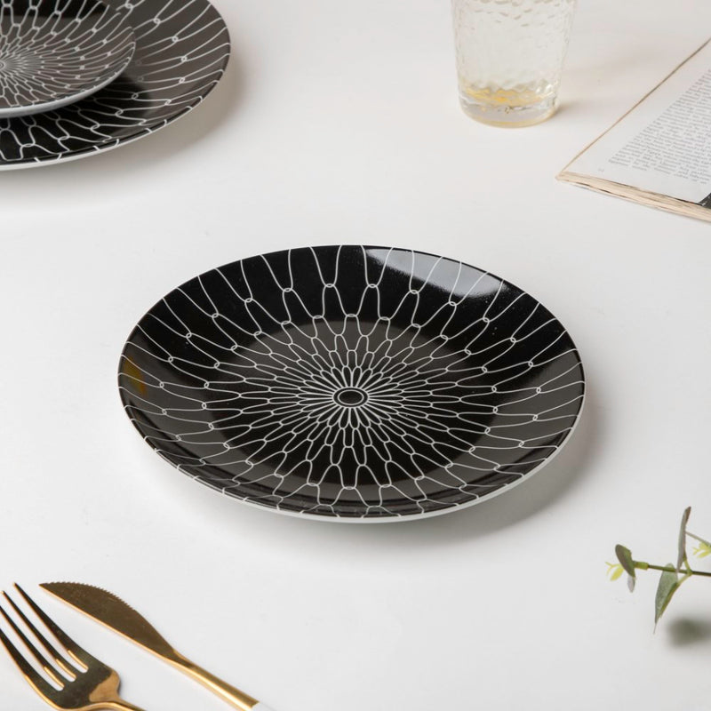 Trellis Gloss Ceramic Snack Plate Black 8 Inch - Serving plate, snack plate, dessert plate | Plates for dining & home decor