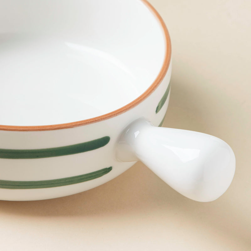 Swirl Baking Bowl With Handle Green - Ceramic bowl, salad bowls, snack bowls, bowl with handle, oven bowl | Bowls for dining table & home decor