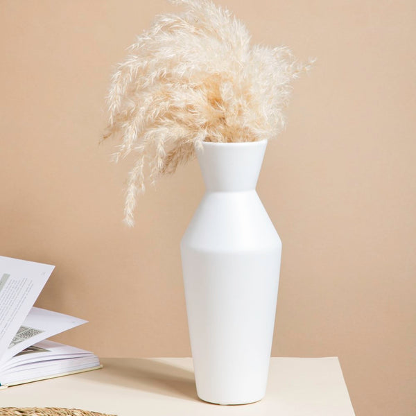 Minimalist Ceramic Vase White - Flower vase for home decor, office and gifting | Home decoration items