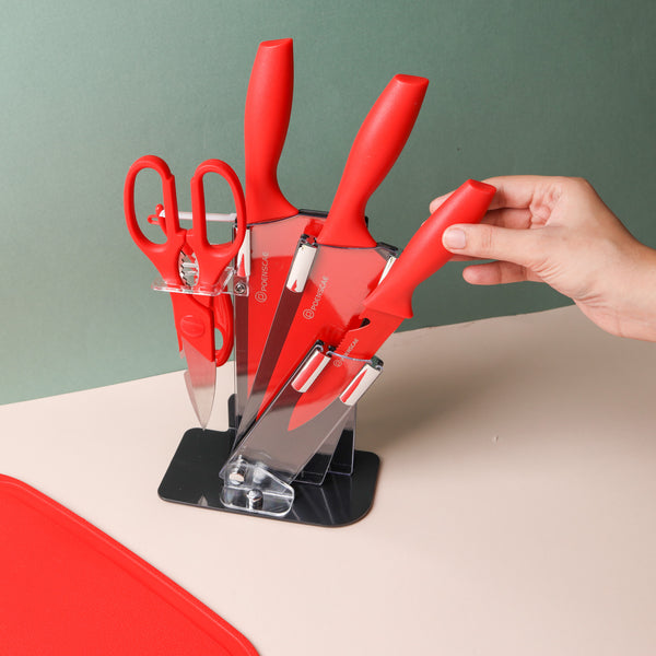 Knife Block Set - Red - Kitchen Tool