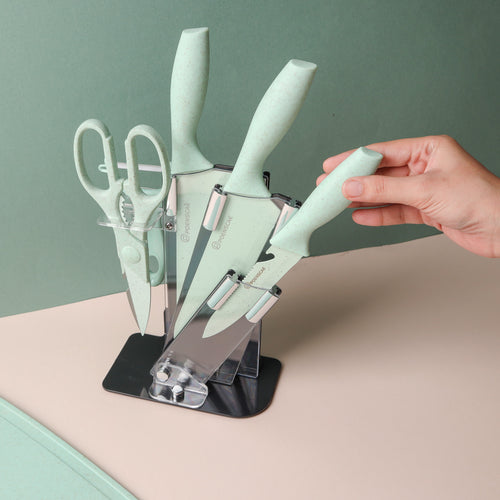 Knife Block Set - Green - Kitchen Tool