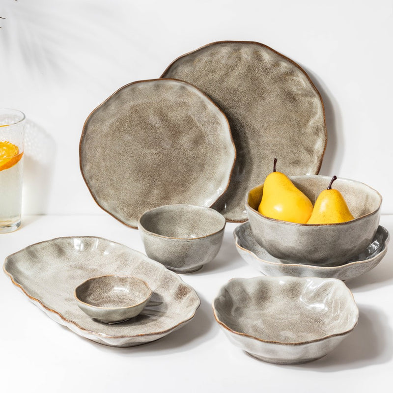 Eclectic Stoneware Snack Dish Grey 450 ml - Bowl,ceramic bowl, snack bowls, curry bowl, popcorn bowls | Bowls for dining table & home decor